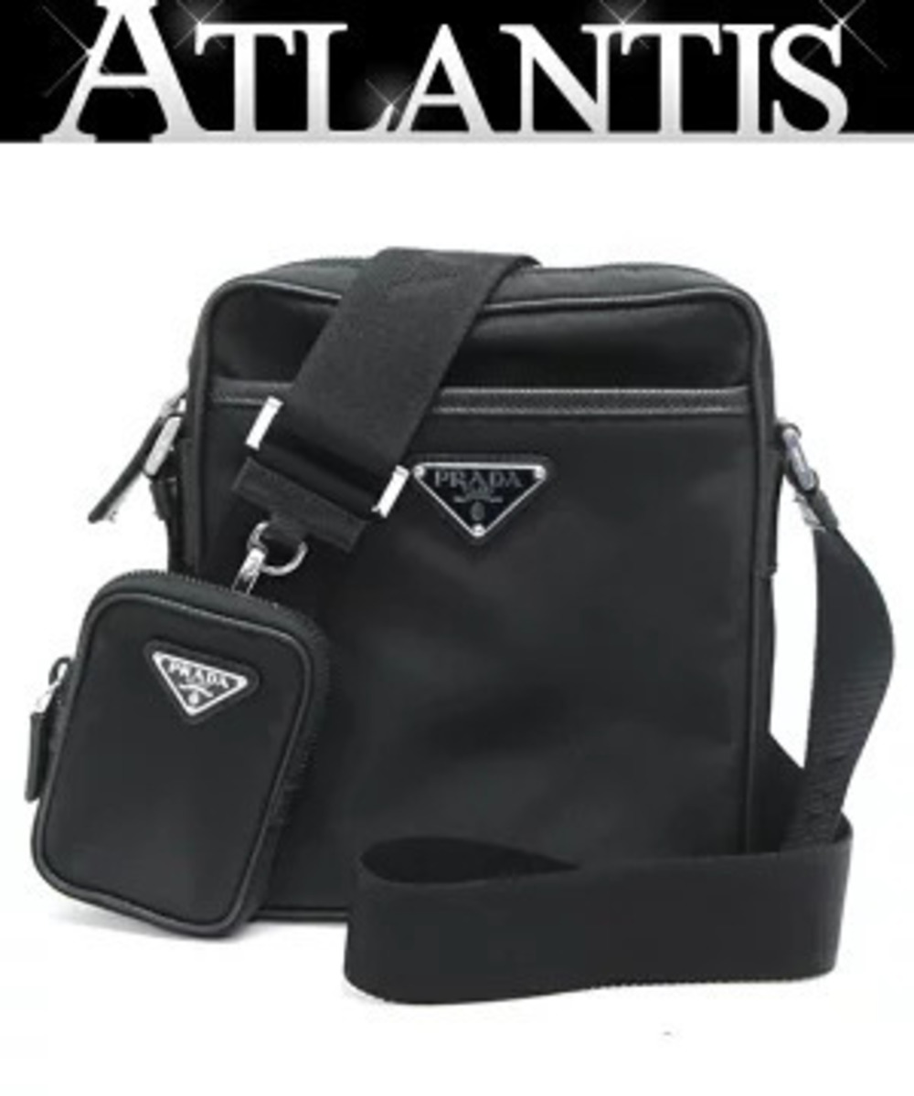 Prada Tessuto shoulder bag triangular of Saffiano leather black